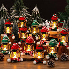 Aarenza Christmas mini snowman lantern with hats and scarves, festive holiday Halloween and Christmas seasonal decoration.