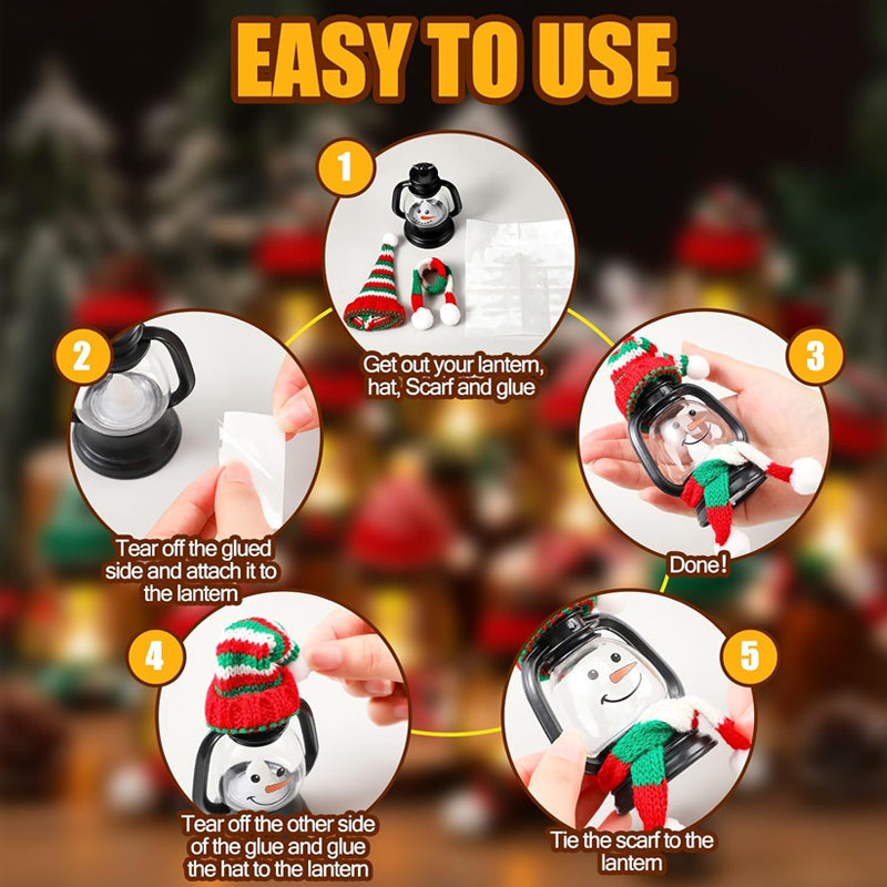 Aarenza Christmas mini snowman lantern wearing a hat and scarf, festive Halloween and Christmas holiday decoration.