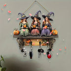 Arenzza Halloween witches wall decor with hooks, featuring spooky witch figures for Halloween and Christmas decorations.
