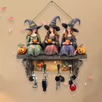 Arenzza Halloween witches wall decor with hooks, featuring spooky witch figures for Halloween and Christmas decorations.