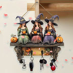 Arenzza Halloween witches wall decor with hooks, featuring spooky witch figures for Halloween and Christmas decorations.
