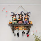 Arenzza Halloween witches wall decor with hooks, featuring spooky witch figures for Halloween and Christmas decorations.