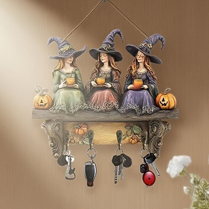 Aarenza Halloween witches wall decor with hooks, featuring spooky witch figures perfect for Halloween and Christmas decorations.