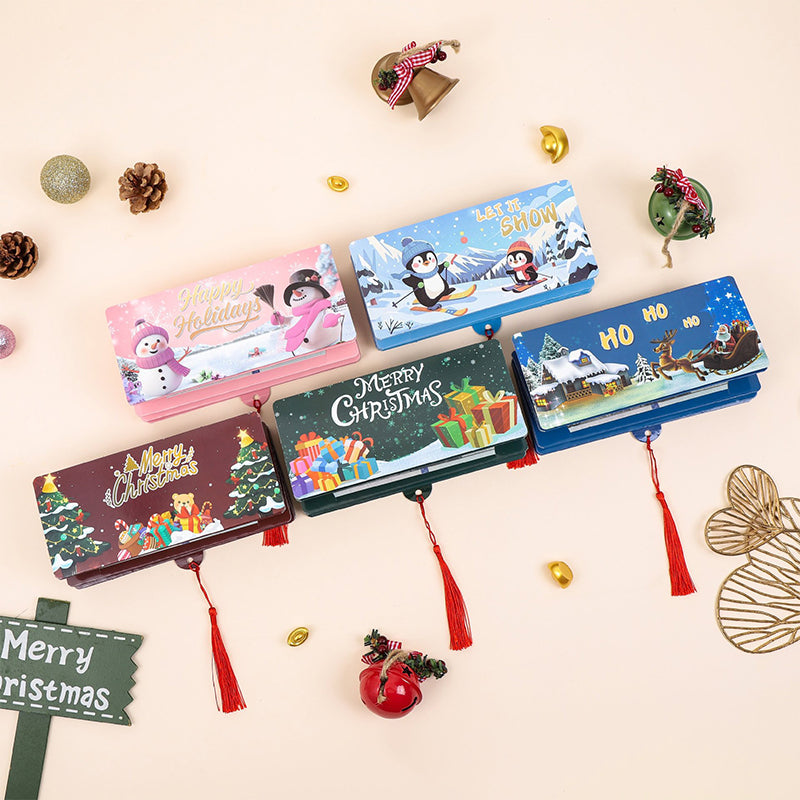 Arenzza Christmas Surprise Money Box for Halloween and Christmas, featuring festive holiday-themed design with colorful decorations.