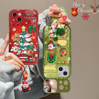 Arenzza Christmas tree-shaped flip mirror case cover for iPhone, featuring festive holiday design and durable protective material.