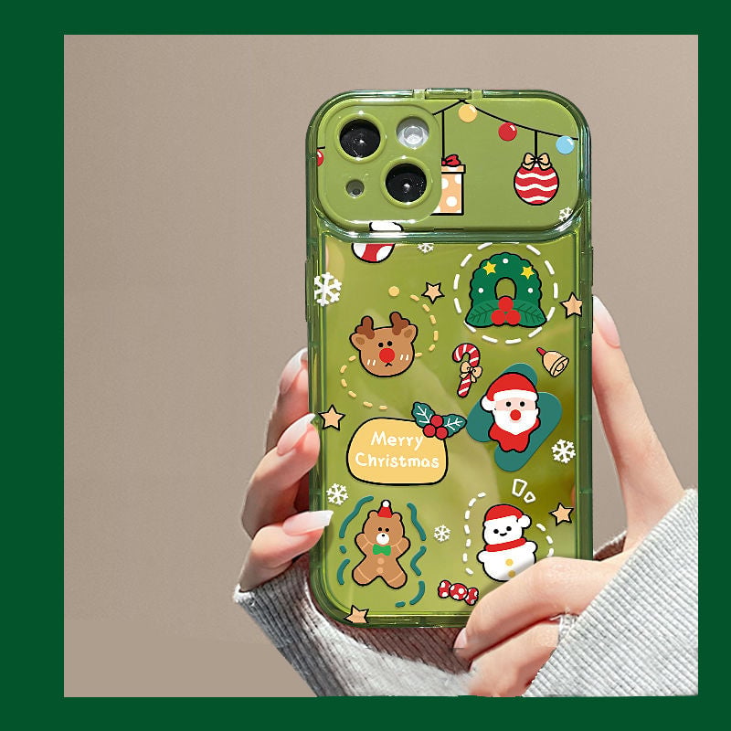 Arenzza Christmas tree pendant flip mirror case cover for iPhone, featuring festive holiday design with Christmas motifs.