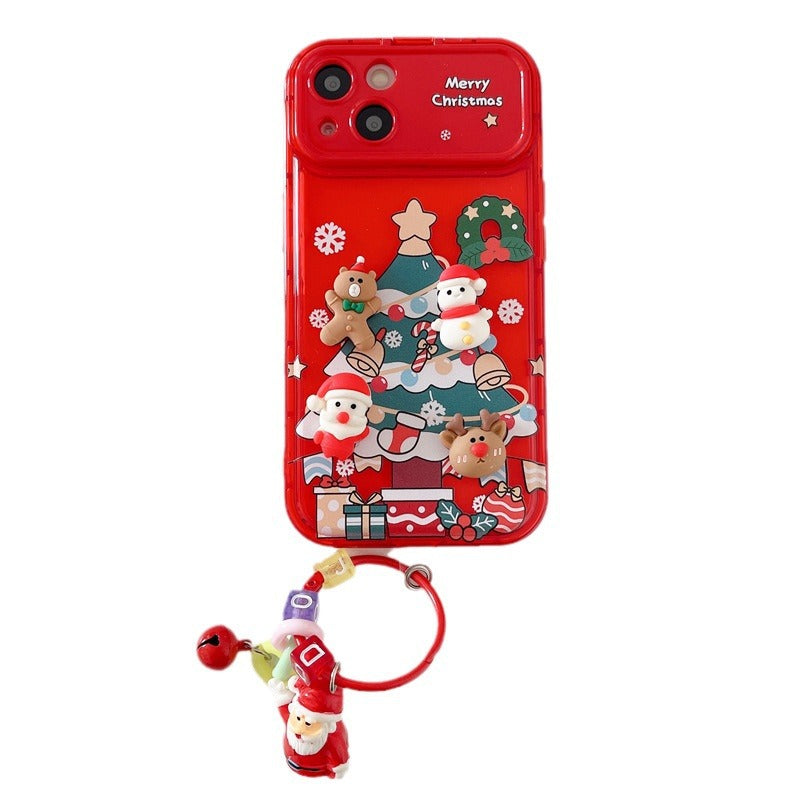 Arenzza Christmas tree pendant flip mirror case cover for iPhone, featuring festive holiday design with Christmas theme.