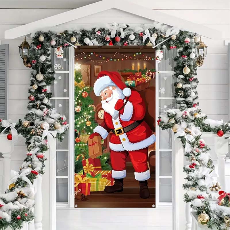 Aarenza Christmas door cover with festive holiday design for instant Christmas decor, perfect for holiday decorating.