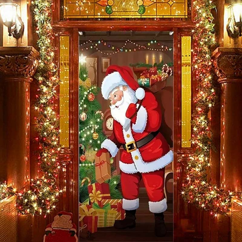 Aarenza Christmas door cover with festive holiday design, featuring Christmas-themed graphics for instant holiday decor.