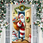 Aarenza Christmas door cover with festive holiday design, perfect for instant Christmas decor and seasonal decoration.