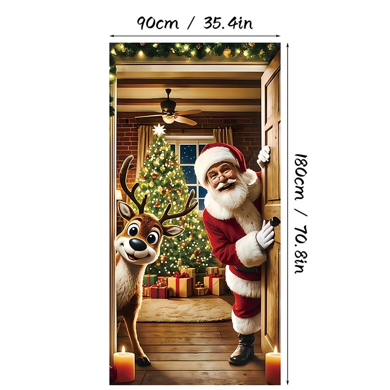 Aarenza Christmas door cover with festive holiday design, perfect for instant Christmas decor and seasonal home decoration.