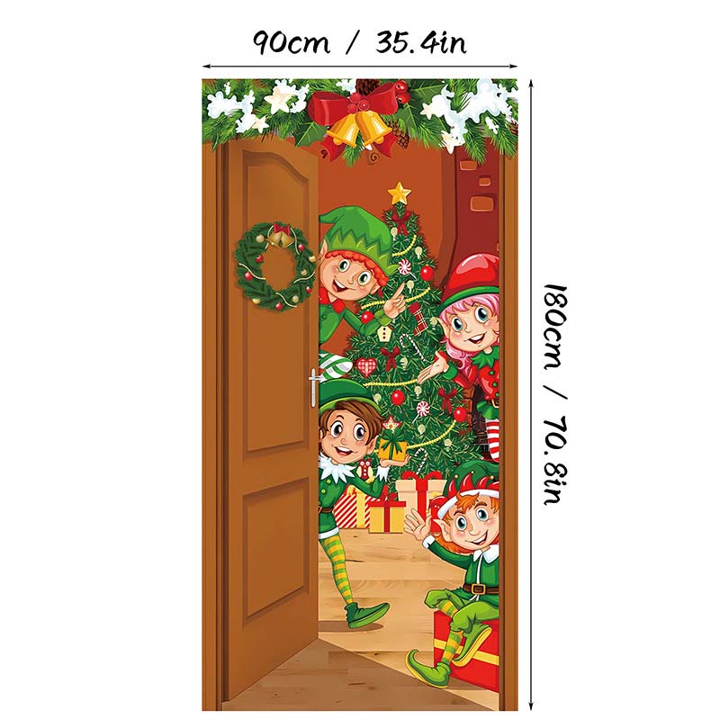 Aarenza Christmas door cover with festive holiday design, perfect for instant Christmas decor and seasonal home decoration.