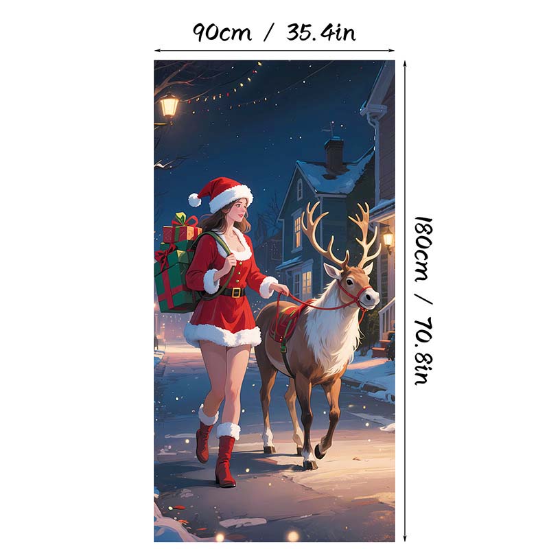 Arenzza Christmas door cover with festive holiday design, perfect for instant Christmas decor, featuring seasonal colors and patterns.