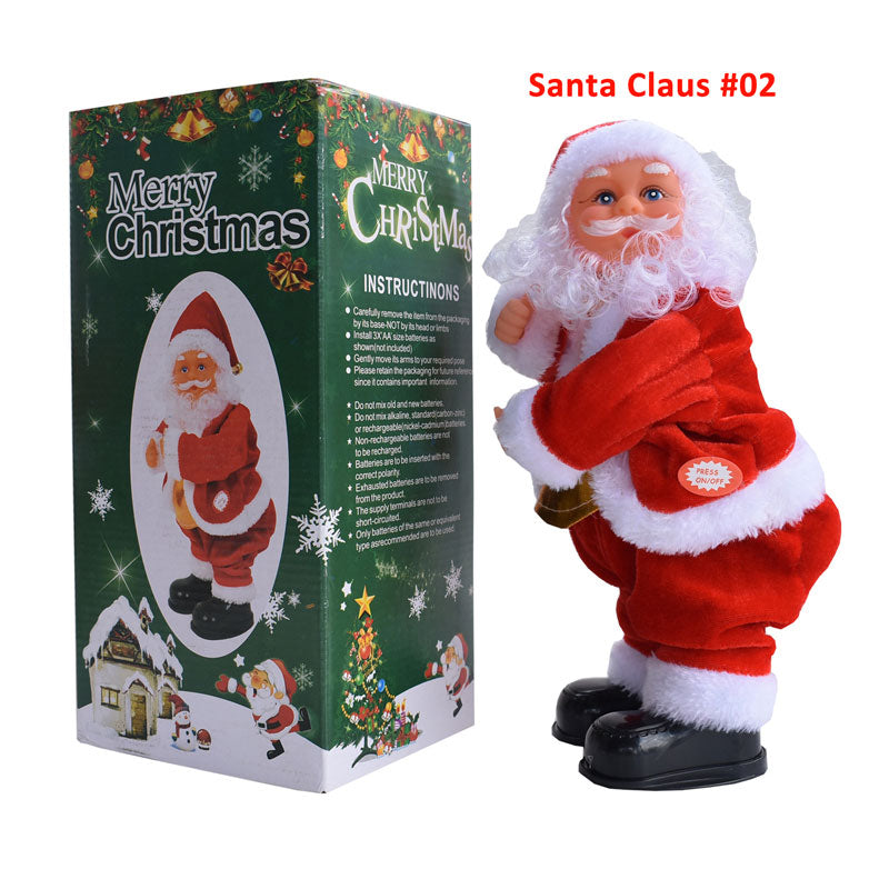 Arenzza electric dancing Santa Claus figure dressed as a Christmas and Halloween decoration, with colorful lights and moving parts.