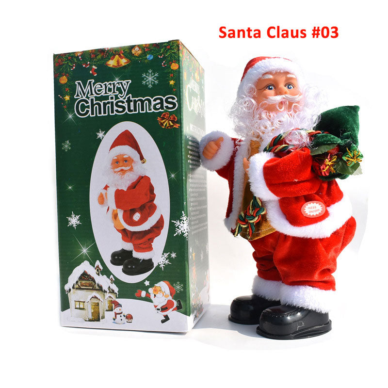 Arenzza electric dancing Santa Claus figure with music, holiday decoration for Christmas and Halloween celebrations.