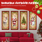 Arenzza 2-pack Christmas porch banners with festive Halloween and Christmas designs, measuring 71x12 inches, holiday outdoor decor