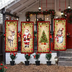 Arenzza 2-pack Christmas and Halloween porch banners with festive holiday designs, measuring 71x12 inches for outdoor decoration.