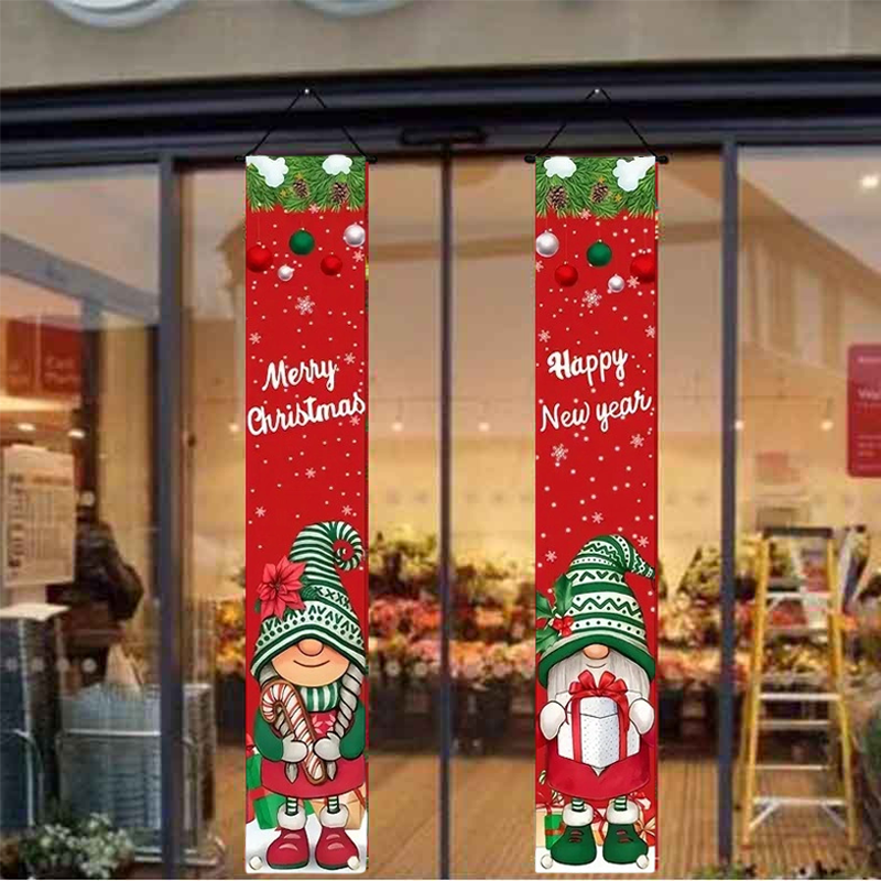 Arenzza 2-pack 71x12-inch Christmas and Halloween porch banners hanging outdoors with festive designs.