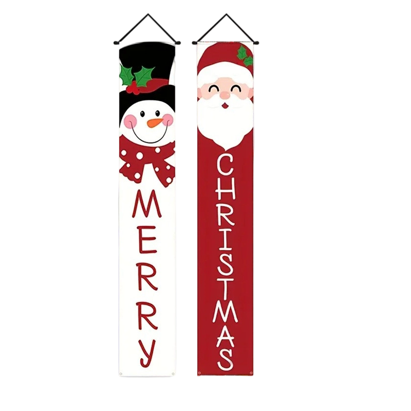 Arenzza 2-pack Christmas and Halloween porch banners, 71x12 inches, featuring festive holiday designs for outdoor decoration.