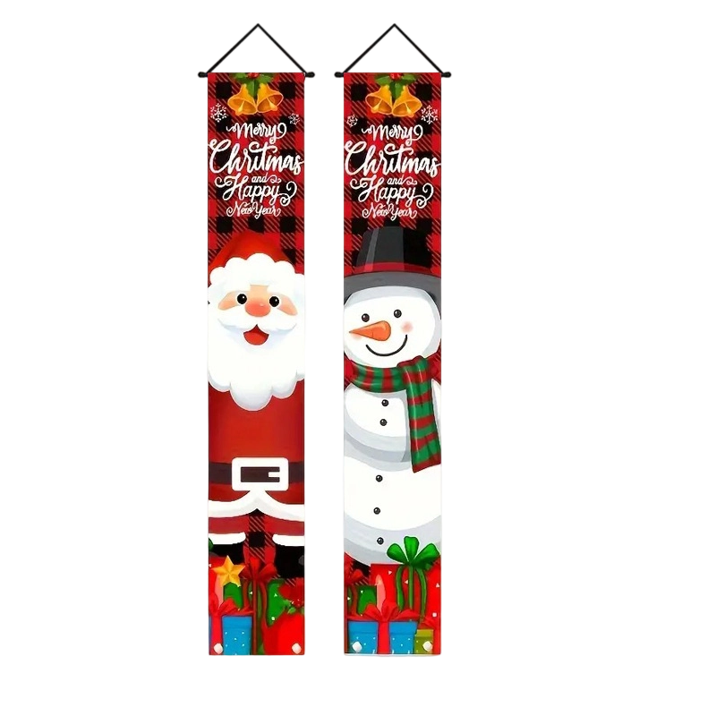 Arenzza 2-pack Christmas porch banners, 71x12 inches, featuring festive holiday designs for Halloween and Christmas porch decor.