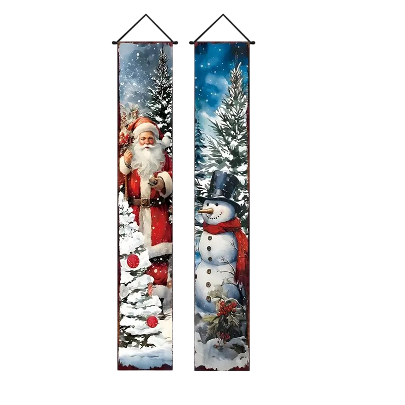 Arenzza 2-piece Christmas porch banners, 71x12 inches, featuring festive holiday designs for Halloween and Christmas celebrations.