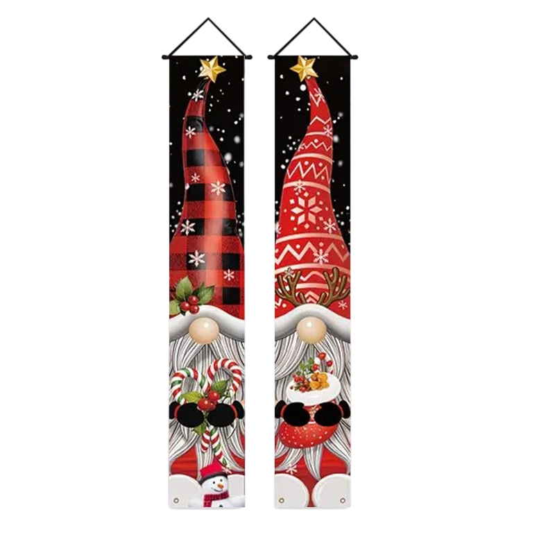 Arenzza 2-pack Christmas and Halloween porch banners, 71x12 inches, festive holiday decorations with seasonal designs.