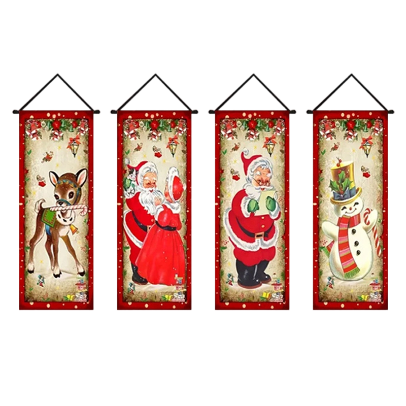 Arenzza 2-piece 71x12" Christmas and Halloween porch banners with festive holiday designs on durable fabric.
