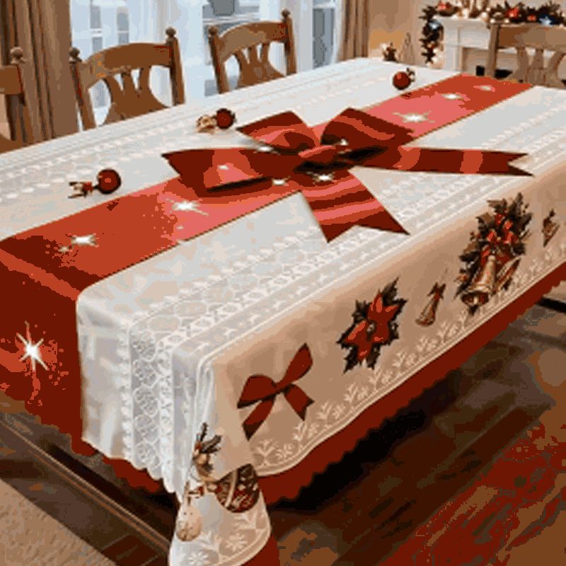 A festive Arenzza Christmas printed tablecloth with holiday-themed designs, perfect for Christmas and holiday celebrations.