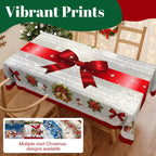 A Christmas printed tablecloth by Arenzza featuring festive holiday designs, perfect for Christmas celebrations and holiday decor.