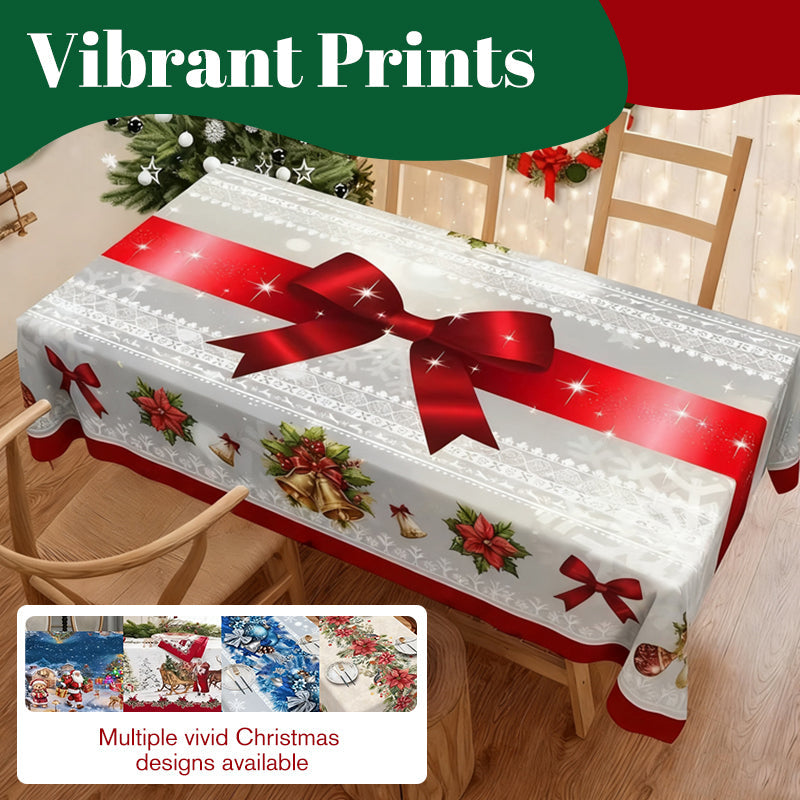 A Christmas printed tablecloth by Arenzza featuring festive holiday designs, perfect for Christmas celebrations and holiday decor.