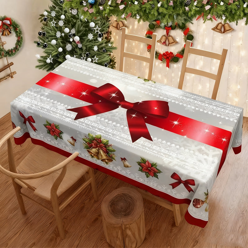 A festive Arenzza Christmas printed tablecloth with holiday-themed patterns, perfect for holiday gatherings and seasonal decor.