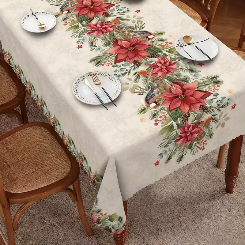 A Christmas printed tablecloth by Arenzza featuring festive holiday designs, perfect for holiday dining and celebrations.