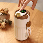 Arenzza Christmas hot selling coffee cup with temperature display featuring festive holiday design and holiday-themed graphics.