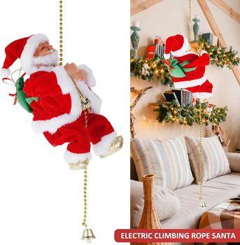 Aarenza electric fireplace climbing Santa Claus musical toy for Christmas and Halloween decorations, featuring a festive holiday scene.