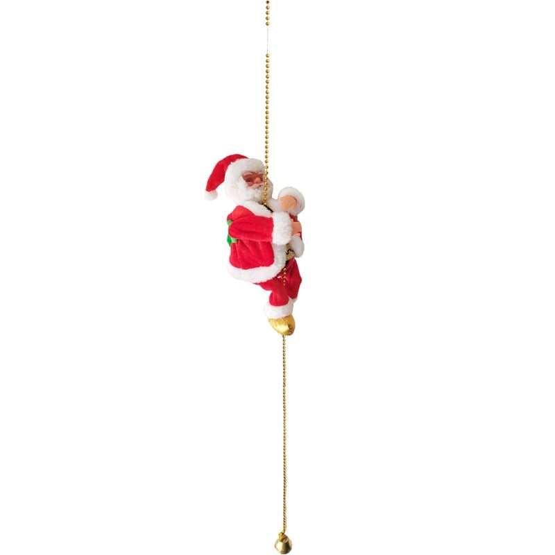 Aarenza Electric Fireplace Climbing Santa Claus musical toy for Christmas, featuring Santa climbing a fireplace with festive decorations.