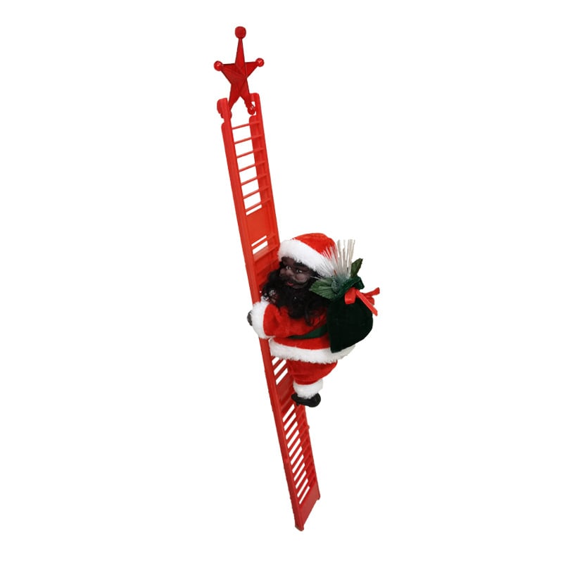 Aarenza electric Santa Claus climbing fireplace musical toy for Christmas and Halloween decorations, featuring festive holiday design.