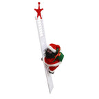 Aarenza electric fireplace climbing Santa Claus musical toy for Christmas and Halloween, featuring festive holiday decorations.