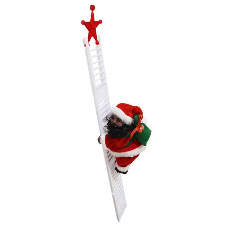 Aarenza electric fireplace climbing Santa Claus musical toy for Christmas and Halloween, featuring festive holiday decorations.