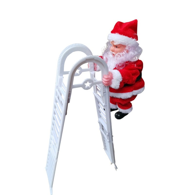 Aarenza electric fireplace climbing Santa Claus musical toy with festive holiday decorations and Christmas theme.