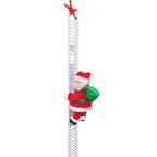 Arenzza electric fireplace climbing Santa Claus musical toy decorated for Christmas with festive lights and holiday cheer.