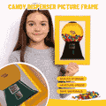 Arenzza candy dispenser picture frame with Halloween and Christmas-themed design, wall mount or tabletop display, colorful and festive.