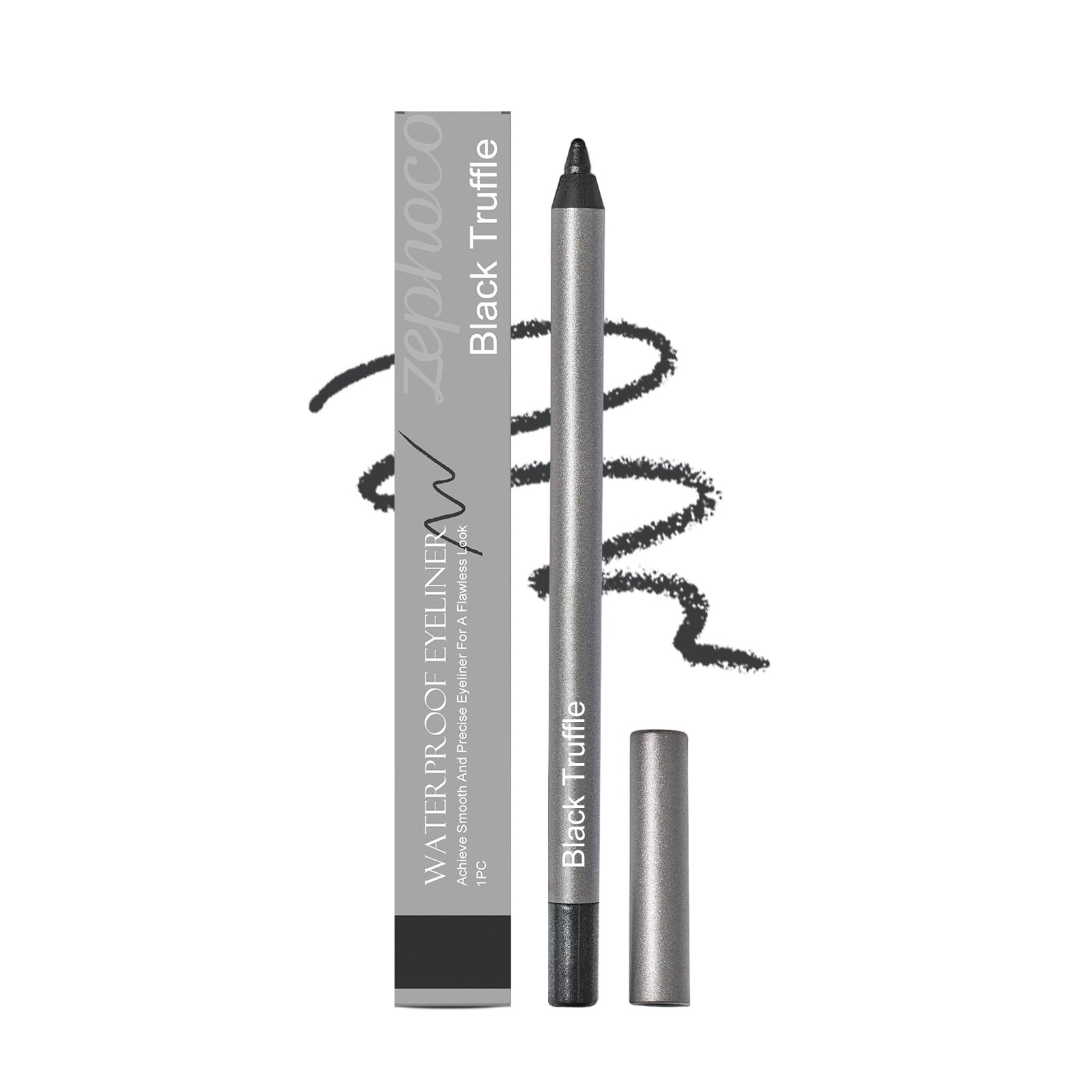 Arenzza waterproof long-lasting eyeliner pencil in purple, shown with the pencil tip and packaging, ideal for precise eye makeup.