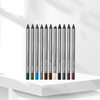 Arenzza waterproof long-lasting eyeliner pencil in deep black, shown with the product packaging and swatched on skin.