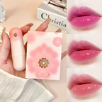 Arenzza Flower Clear Jelly Lipstick with temperature-changing color, shown in a transparent jar with floral design, perfect for health and beauty.