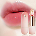 Arenzza flower clear jelly lipstick with temperature-changing color, shown in a transparent jar with blooming flower design.