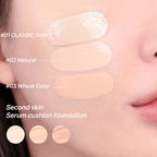 Aarenza Natural Radiance Foundation bottle with a clear label, showcasing a sleek, minimalist design for waterproof, vegan makeup.