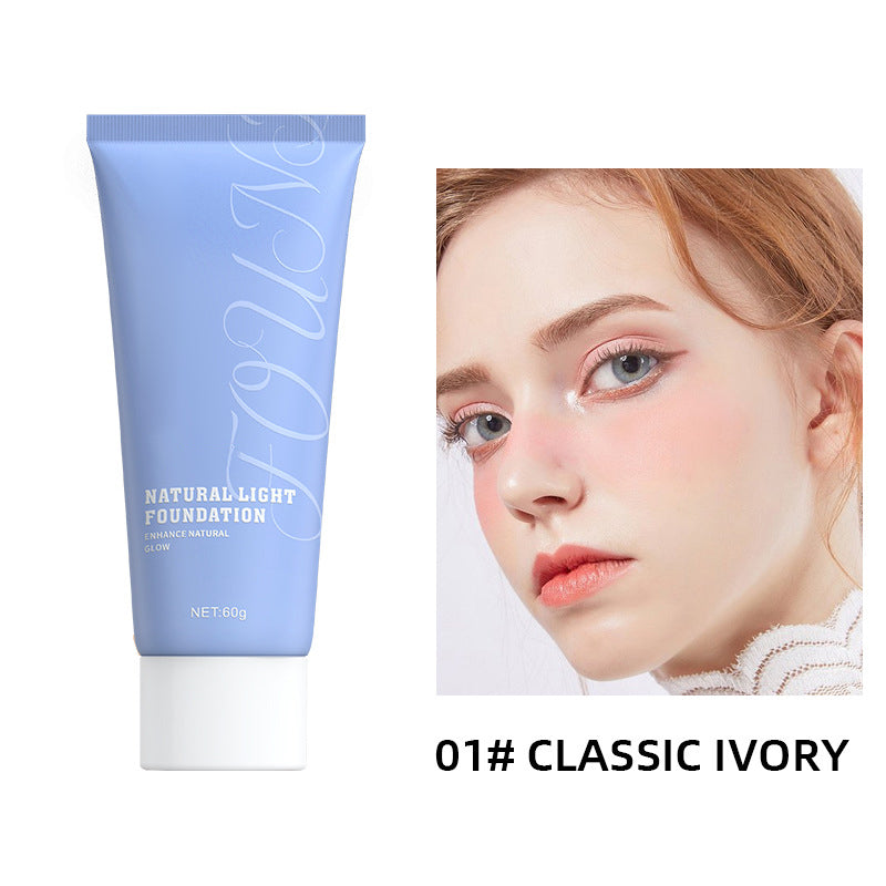 Aarenza Natural Radiance Foundation bottle displaying waterproof, vegan, non-comedogenic formula, with a smooth, radiant finish.