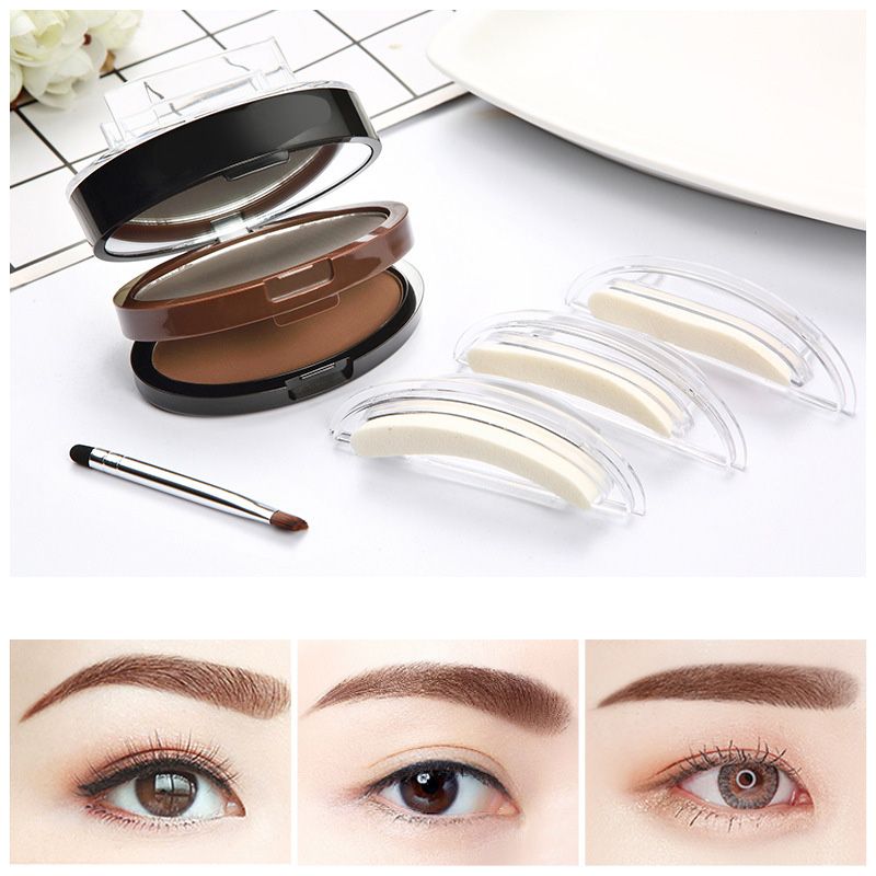 Arenzza instant adjustable eyebrow stamp with two-color brow powder, waterproof and smudge-proof for natural, full brows.