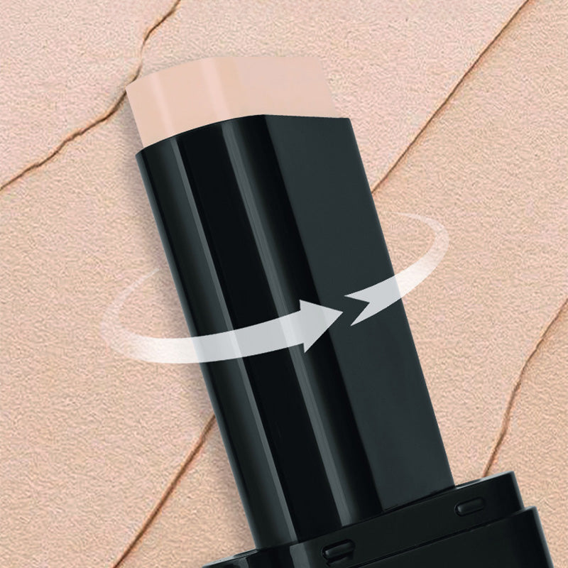 Arenzza 2-in-1 foundation stick with brush for flawless makeup, shown with the stick and attached brush in a compact design.