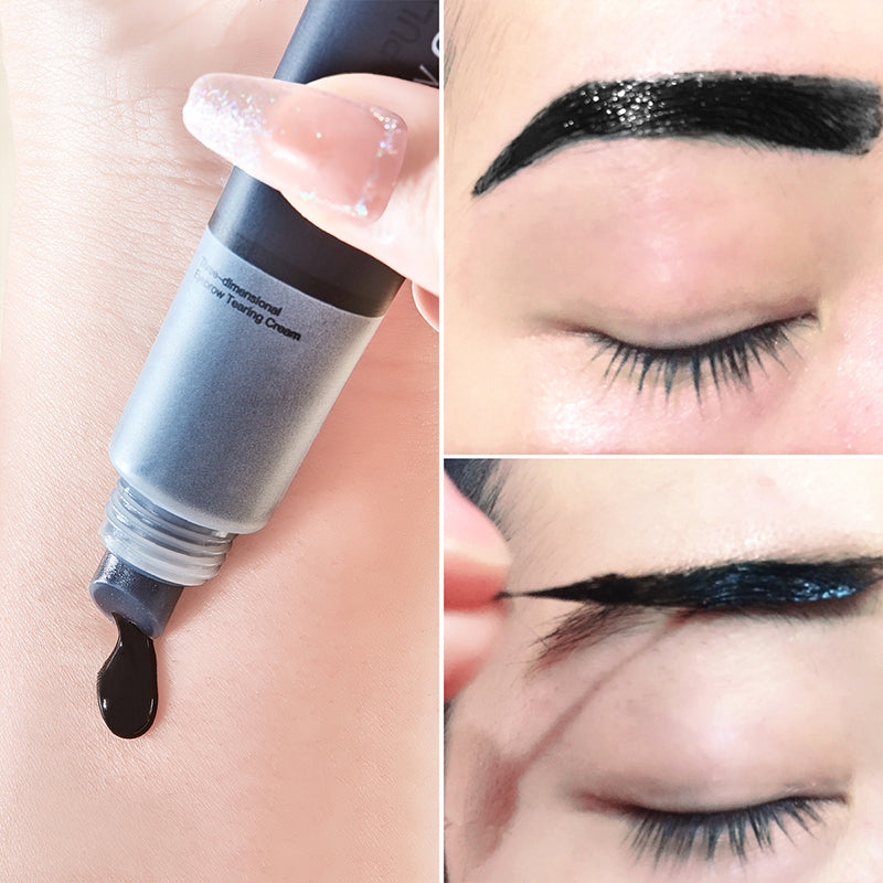 Arenzza Waterproof Peel-Off Eyebrow Gel in a sleek container, designed for shaping and defining eyebrows with a peel-off formula.